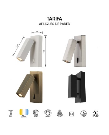 TARIFA * APLIQUE LECTOR 3W 3000K NEGRO